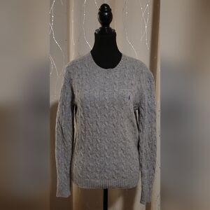 Vintage Ralph Lauren Sport Grey Lambswool Cable Knit Sweater L